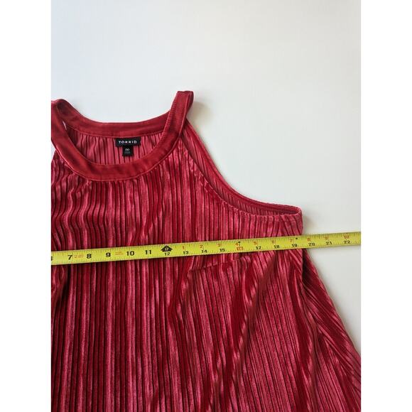 Torrid Size 00 Red Velvet High Neck Flowy Dress Tank Top - Picture 5 of 5